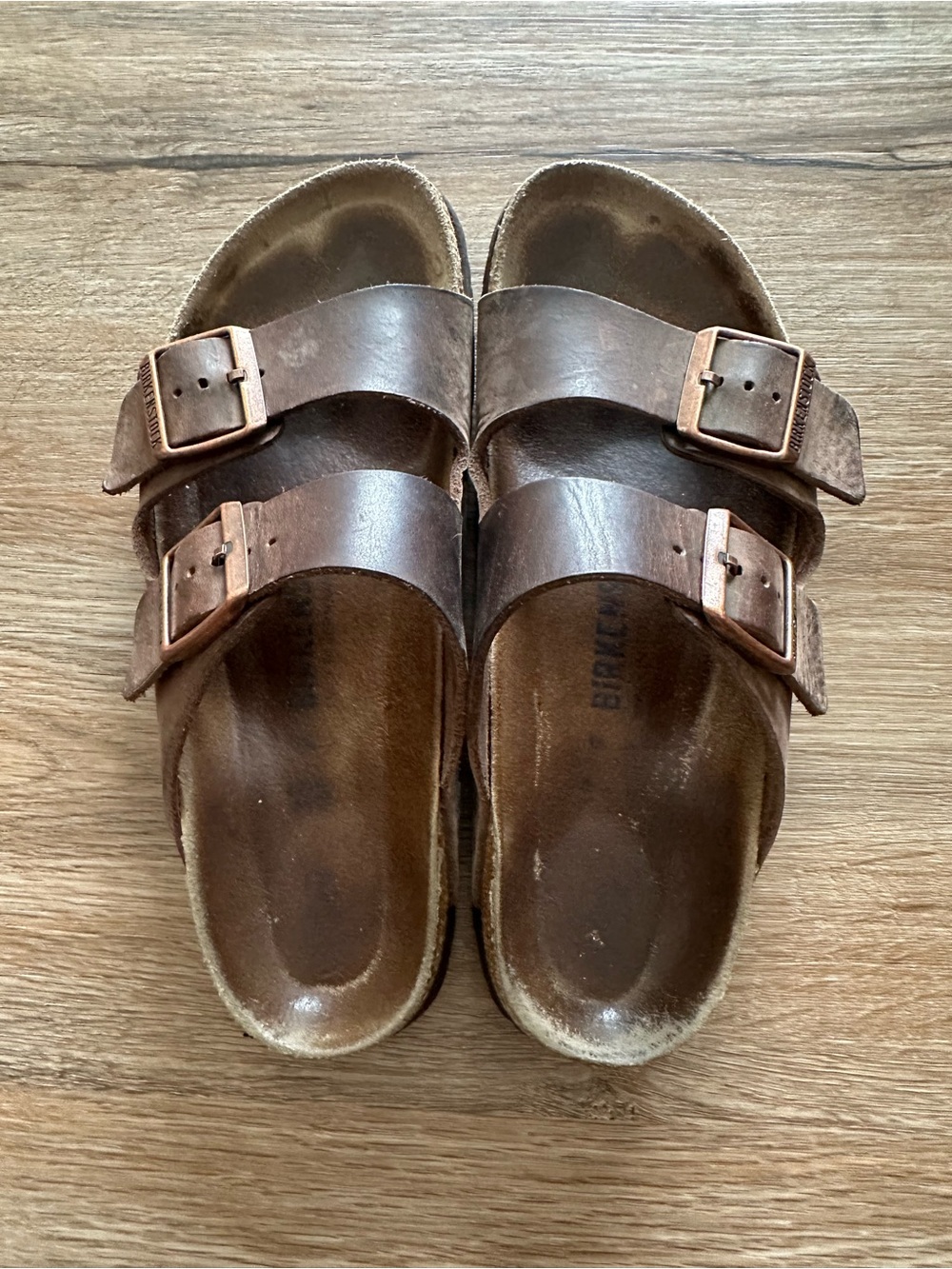 Birkenstock Brown Leather Two-Strap Sandals